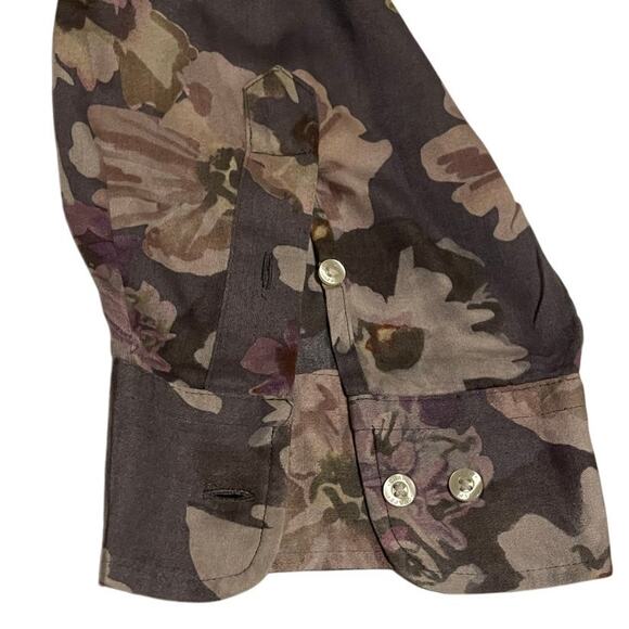 Chaps Size 3X Plum Print Casual Cotton Top‎ - Picture 6 of 7